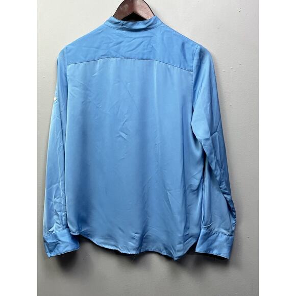 Lauren Ralph Lauren Womens Shirt XS Extra Small Pockets Button-Front Blue Flaw - Picture 2 of 8